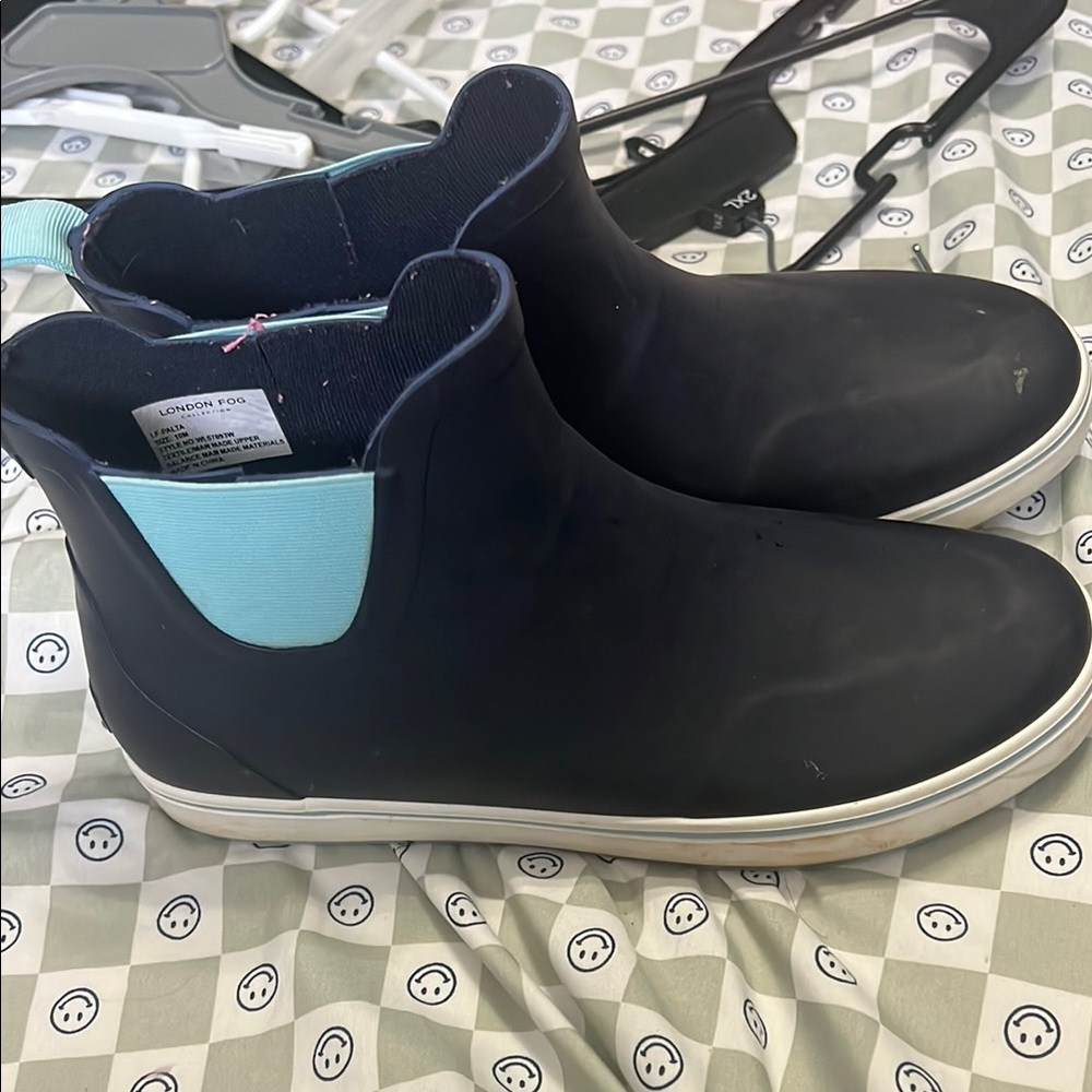 Black and Blue Ankle Boots rain boots